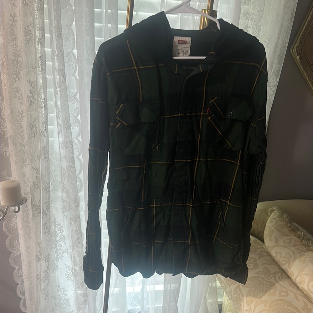 Levi's Green and Yellow Plaid Shirt